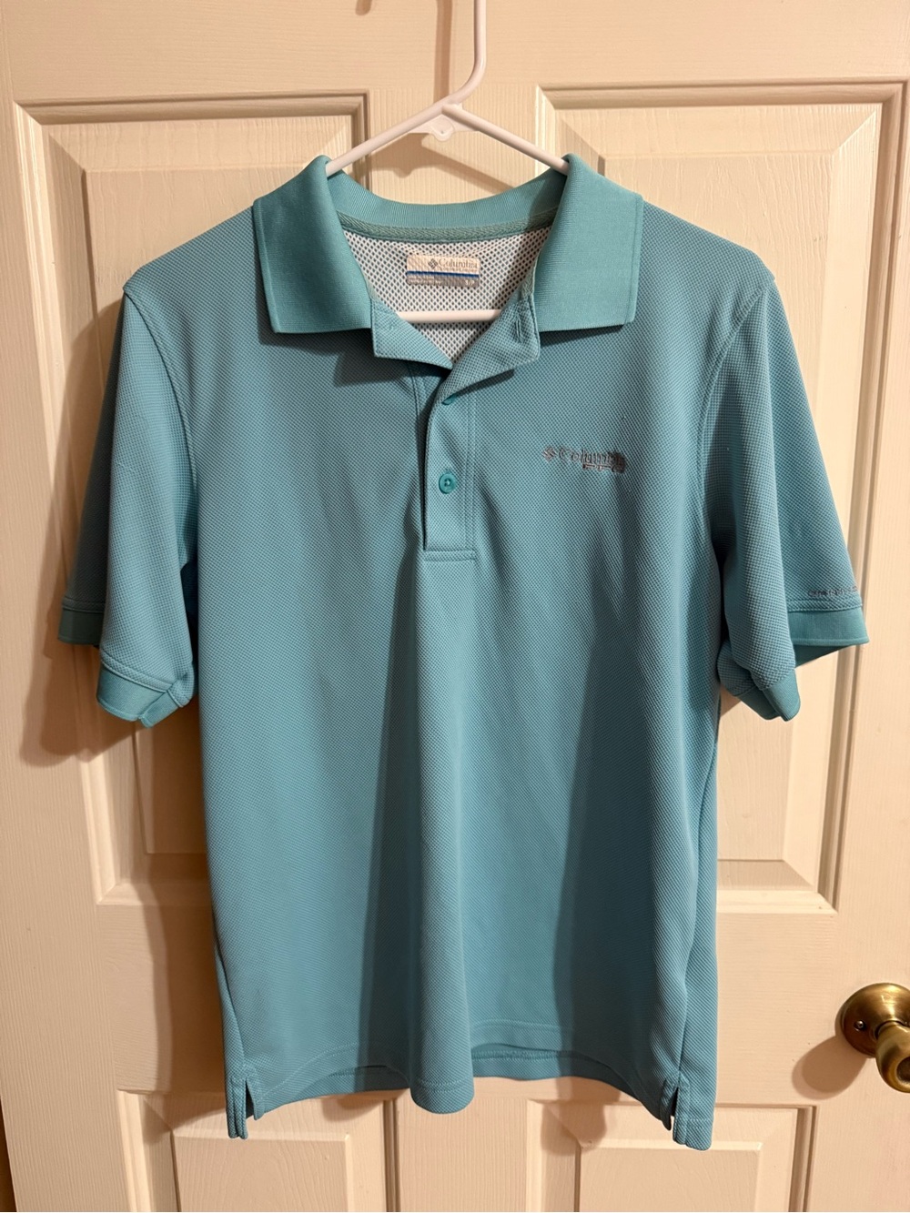 Columbia PFG Men's Short Sleeve Polo - Light Teal size small
